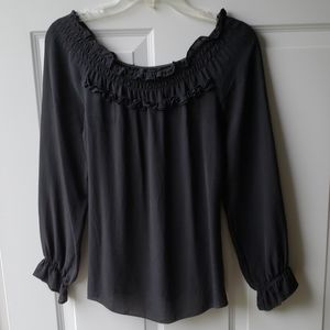 Express black silk peasant blouse